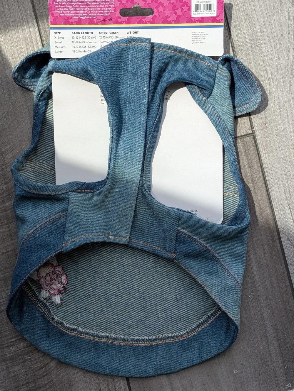 Dolly Doggy Parton Blue Demin Jacket Woth Collar For Dogs- Size S